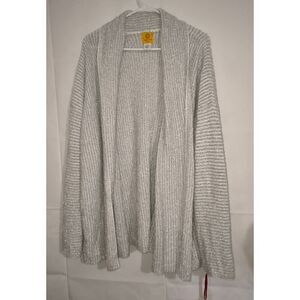 White Silver Metallic open front sweater cardigan Ruby Rd Woman Size 3X NWT MSRP